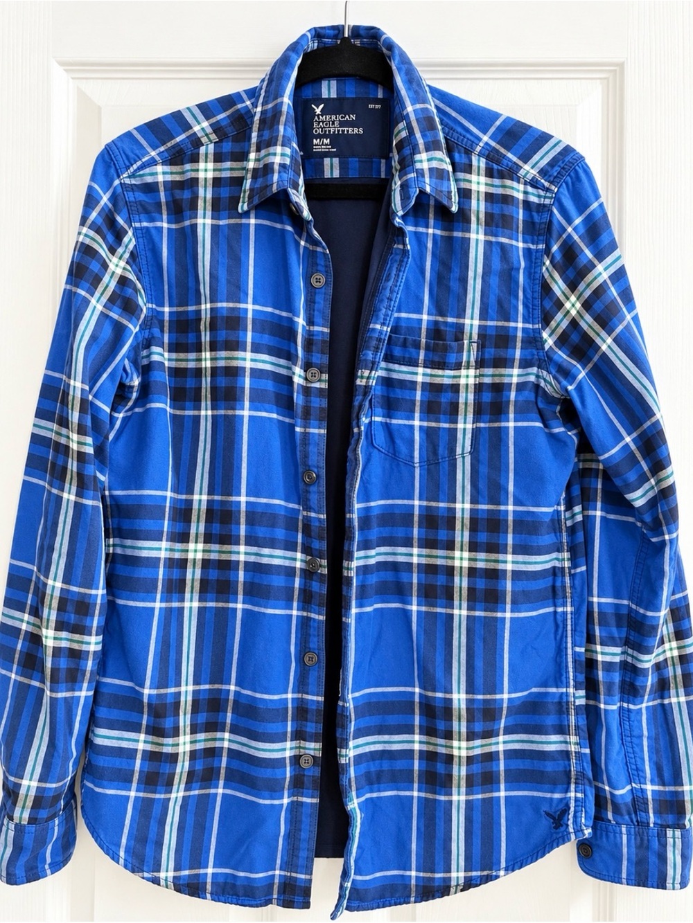 American Eagle Outfitters Blue Plaid Lightweight Shirt Jacket